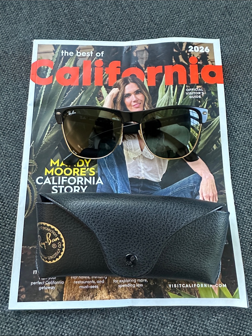 Ray-Ban Black Frame Sunglasses with Green Lenses